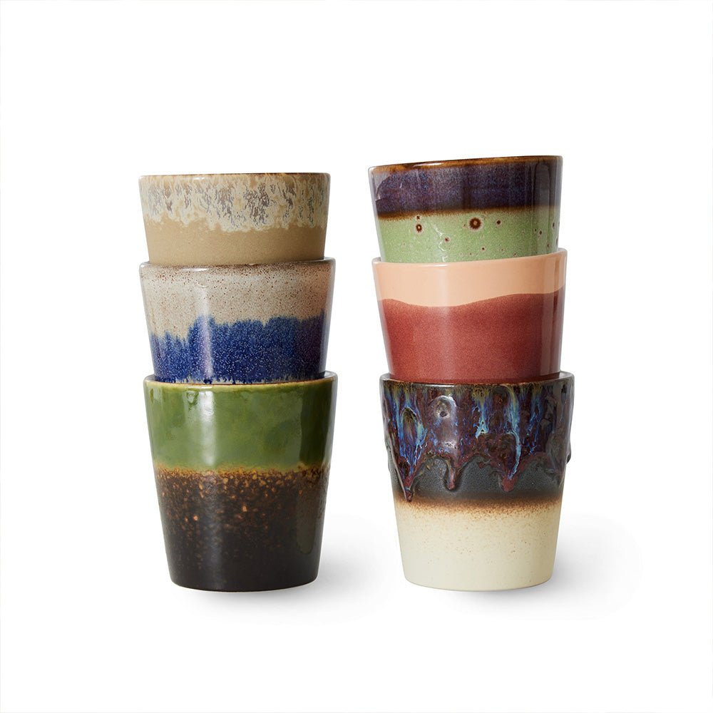 70s Ceramic Coffee Mugs Grounding (set of 6)
