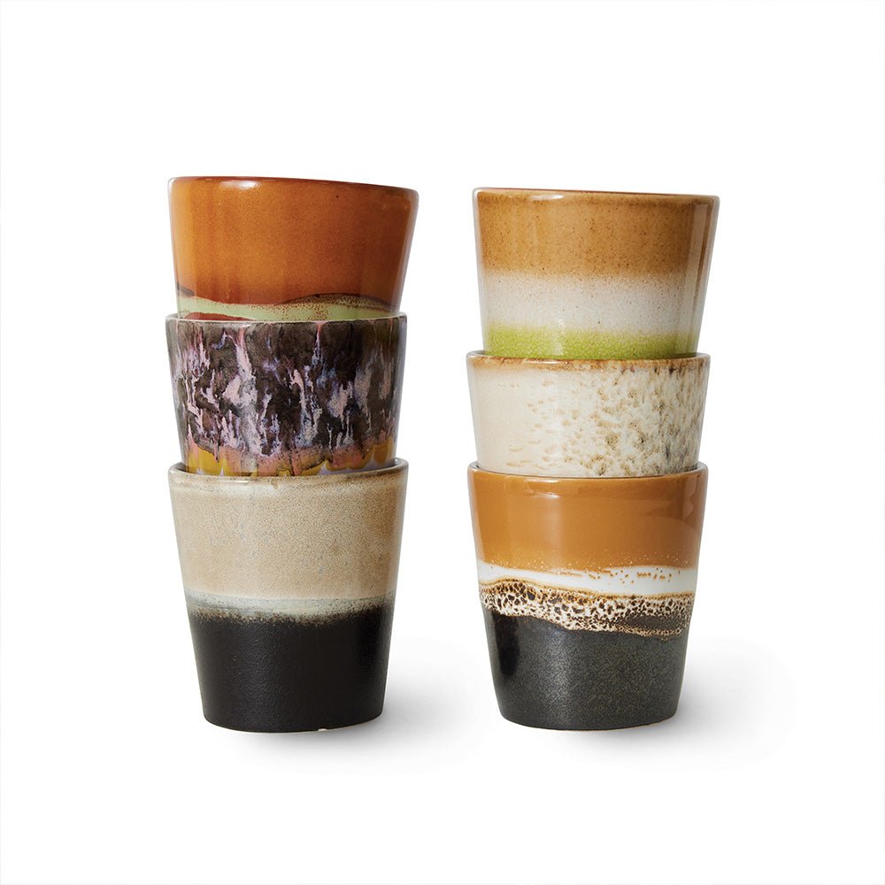 70s Ceramic Coffee Mugs Soil (set of 6)